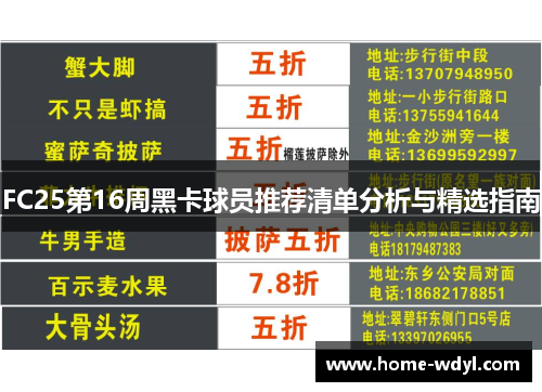 FC25第16周黑卡球员推荐清单分析与精选指南